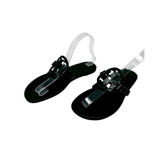 TORY BURCH Black Flat Soft Miller Leather Sandals Flats Slides Thongs Size 7 - Picture 3 of 8